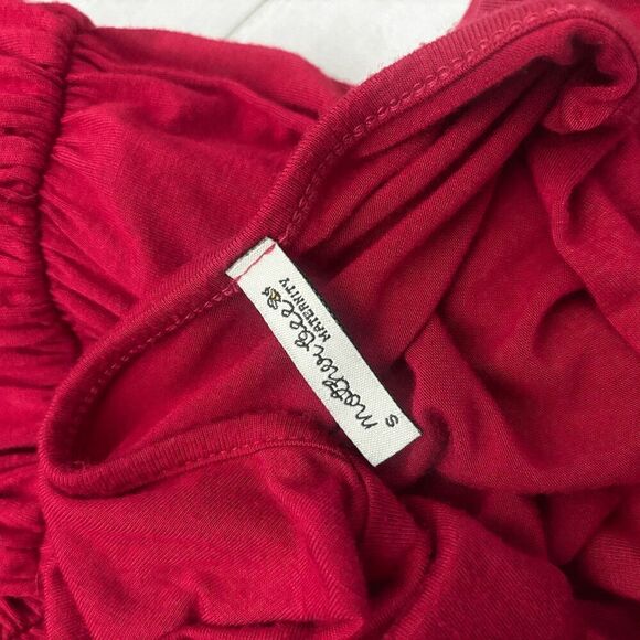 Mother Bee Maternity V-Neck 3/4 Sleeve Ruched Red Expecting Mother Maxi Dress - Picture 7 of 8